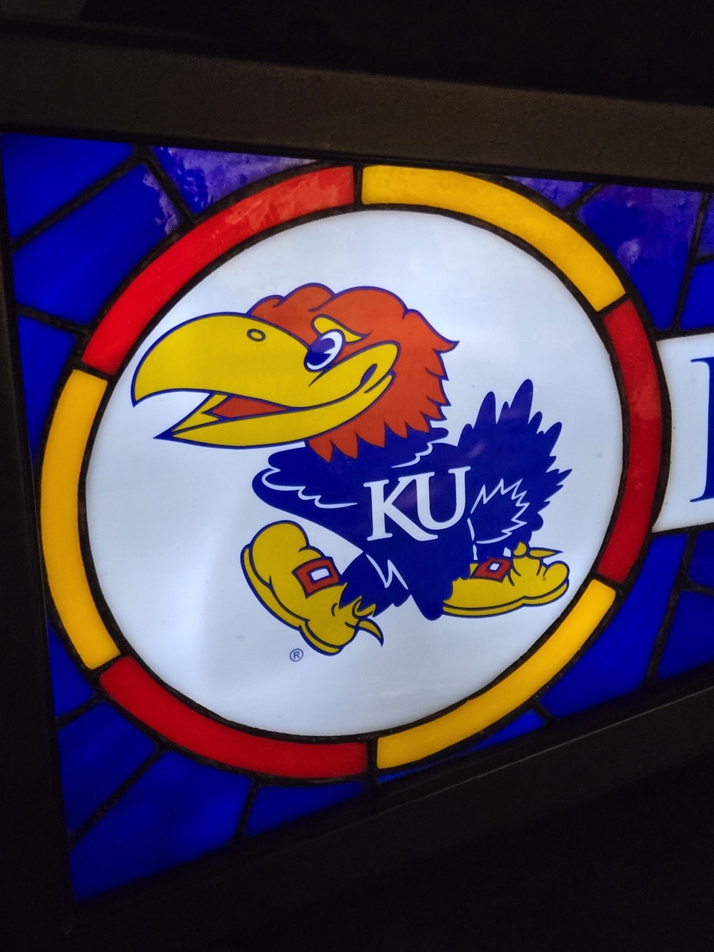 Kansas Jayhawks Stained Glass Wall Art - Blue, Red & Yellow DANBURY MINT COLLECT